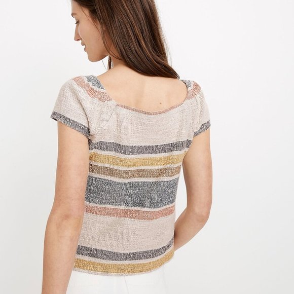 Texture & Thread by Madewell Top in Orange & Pink Stripe - Picture 6 of 8